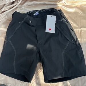 Specialized Black Athletic Shorts with Textured Fabric